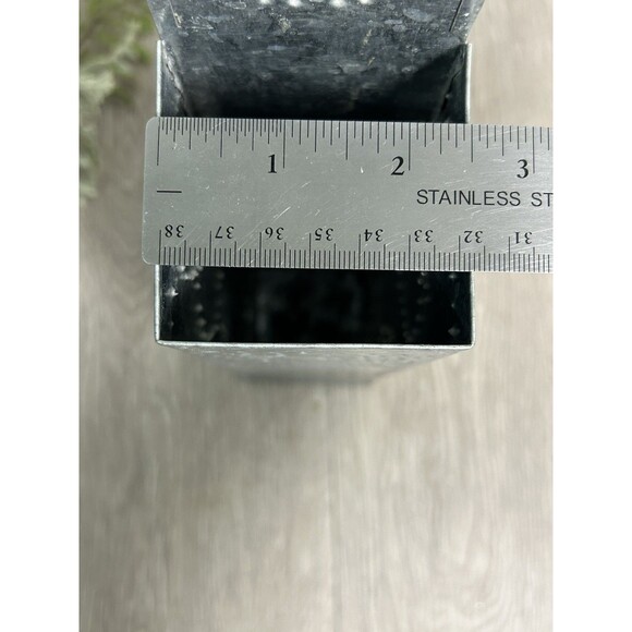 Primitive Galvanized Tin Wall Pocket Matchstick Holder Candle Box Apple Design - Picture 7 of 9